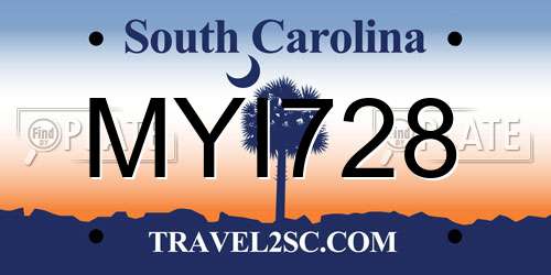 MYI728 South Carolina License Plate