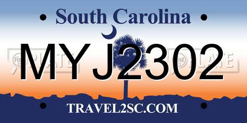 MYJ2302 South Carolina License Plate