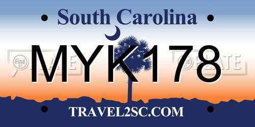 MYK178 South Carolina License Plate