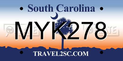 MYK278 South Carolina License Plate