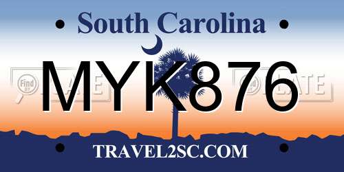 MYK876 South Carolina License Plate
