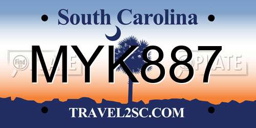 MYK887 South Carolina License Plate