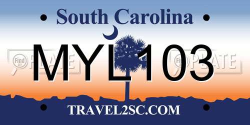 MYL103 South Carolina License Plate