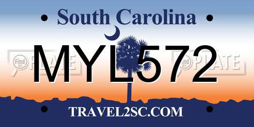 MYL572 South Carolina License Plate