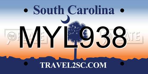 MYL938 South Carolina License Plate