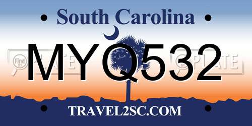 MYQ532 South Carolina License Plate