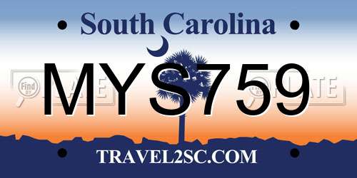 MYS759 South Carolina License Plate