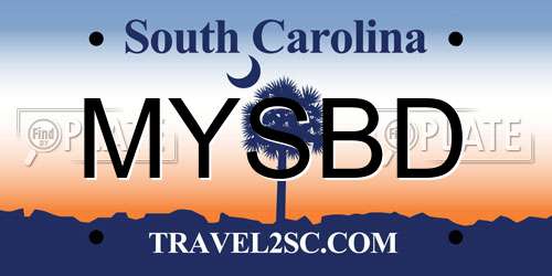 MYSBD South Carolina License Plate