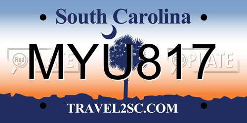 MYU817 South Carolina License Plate