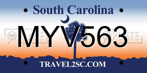 MYV563 South Carolina License Plate