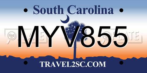 MYV855 South Carolina License Plate