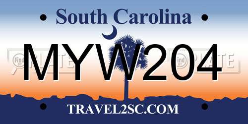 MYW204 South Carolina License Plate