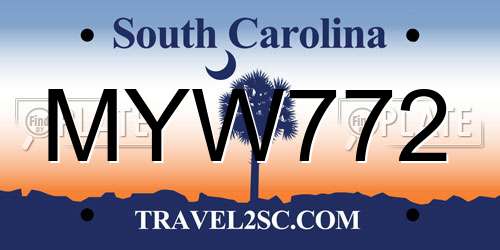 MYW772 South Carolina License Plate