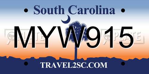 MYW915 South Carolina License Plate