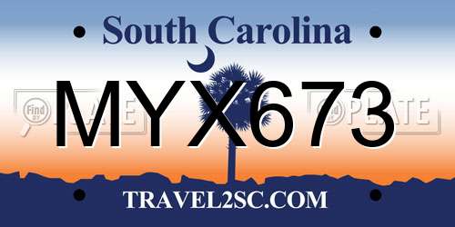 MYX673 South Carolina License Plate