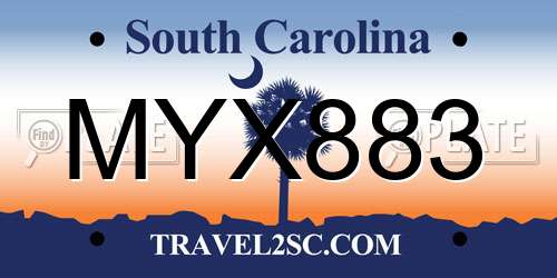 MYX883 South Carolina License Plate