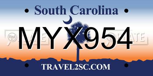 MYX954 South Carolina License Plate