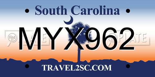 MYX962 South Carolina License Plate