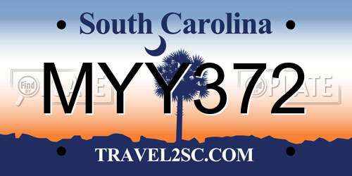 MYY372 South Carolina License Plate