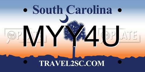 MYY4U South Carolina License Plate