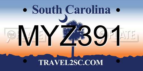 MYZ391 South Carolina License Plate