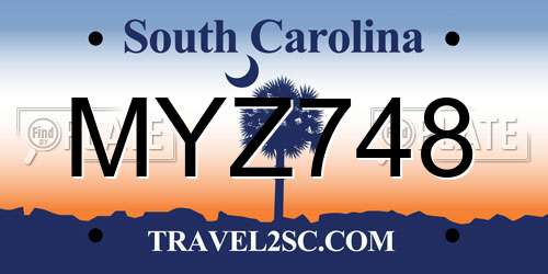 MYZ748 South Carolina License Plate