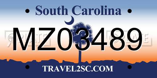 MZ03489 South Carolina License Plate
