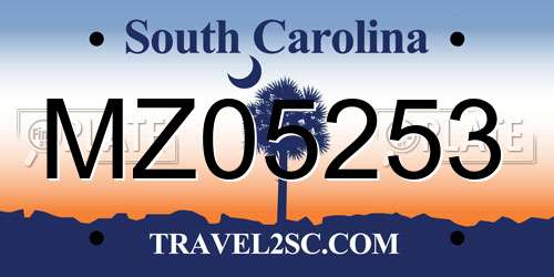MZ05253 South Carolina License Plate