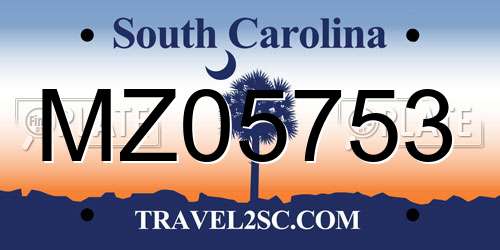 MZ05753 South Carolina License Plate