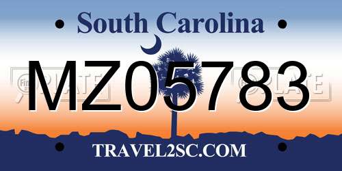 MZ05783 South Carolina License Plate