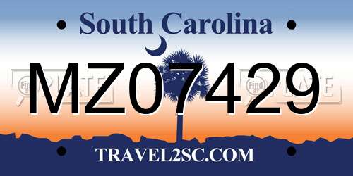 MZ07429 South Carolina License Plate