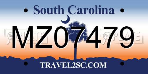 MZ07479 South Carolina License Plate