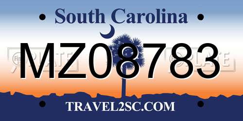 MZ08783 South Carolina License Plate