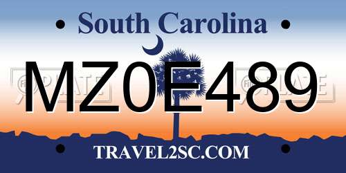 MZ0E489 South Carolina License Plate