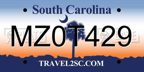 MZ0T429 South Carolina License Plate