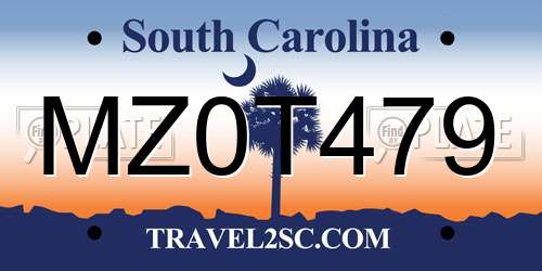 MZ0T479 South Carolina License Plate