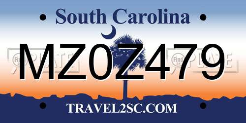 MZ0Z479 South Carolina License Plate