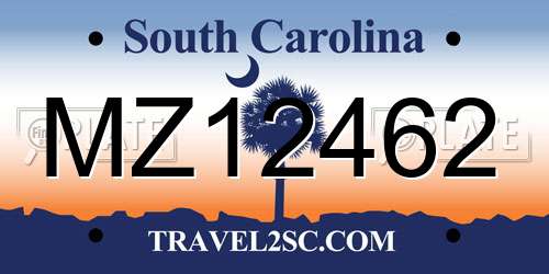 MZ12462 South Carolina License Plate