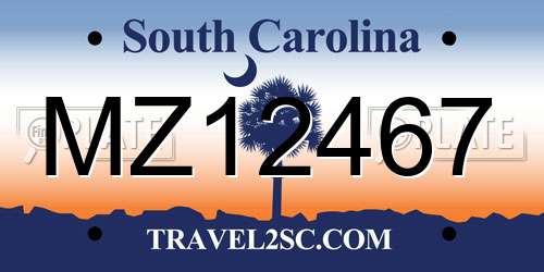 MZ12467 South Carolina License Plate