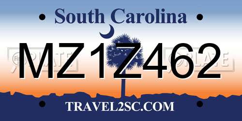 MZ1Z462 South Carolina License Plate