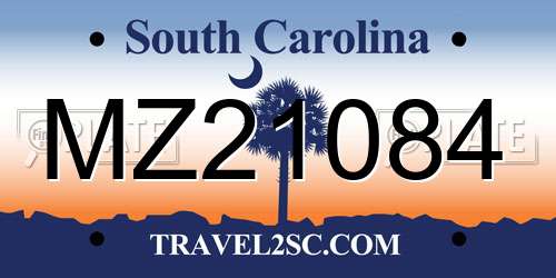 MZ21084 South Carolina License Plate