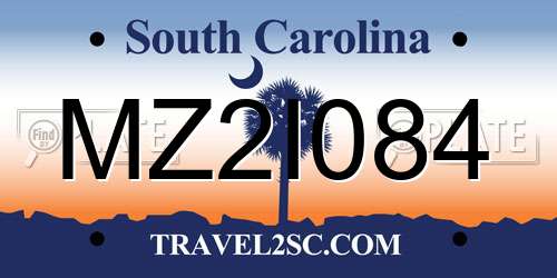MZ2I084 South Carolina License Plate