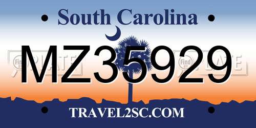 MZ35929 South Carolina License Plate