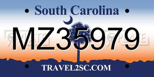 MZ35979 South Carolina License Plate