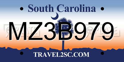 MZ3B979 South Carolina License Plate