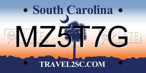 MZ5T7G South Carolina License Plate