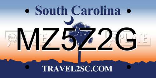 MZ5Z2G South Carolina License Plate