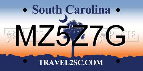 MZ5Z7G South Carolina License Plate