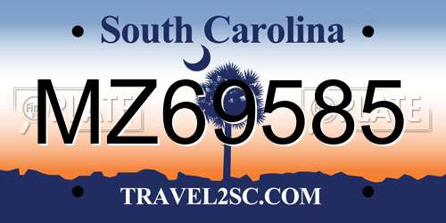 MZ69585 South Carolina License Plate