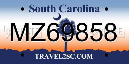 MZ69858 South Carolina License Plate